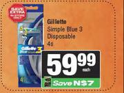 Gillette Simple Blue 3 Disposable-4s