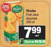 Rhodes Fruit Juice Assorted-200ml