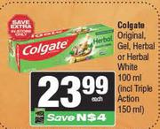 Colgate Original Gel,Herbal Or Herbal White-100ml