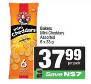Bakers Mini Cheddars Assorted-6 x 33g