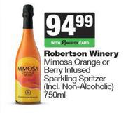 Robertson Winery Mimosa Orange or Berry Infused Sparkling Spritzer-750ml