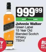 Johnnie Waler Green Label 15 Year Old Blended Scotch Whisky-750ml