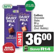 Cadbury Chocolate Slabs Assorted-For Any 2 x 80g 