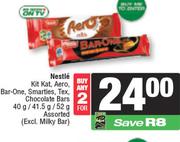 Nestle Kit Kat, Aero, Bar-One, Smarties, Tex , Chocolate Bars Assorted-For Any 2 x 40g/41.5g/52g