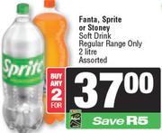 Fanta Sprite Or Stoney Soft Drink Regular Range Only Assorted-For Any 2 x 2Ltr