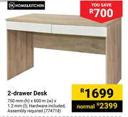 Home & Kitchen 2 Drawer Desk 750mm (h) x 900m (w) x 1.2mm (l)