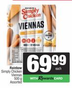 Rainbow Simply Chicken Viennas Assorted-500g