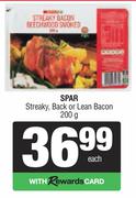 Spar Streaky, Back Or Lean Bacon-200g