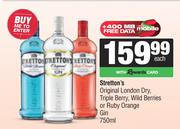 Stretton's Original London Dry,Triple Berry,Wild Berries Or Ruby Orange Gin-750ml Each