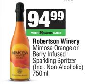 Robertson Winery Mimosa Orange Or Berry Infused Sparkling Spritzer-750ml