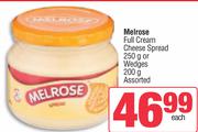 Melrose Full Cream Cheese Spread 250g Or Wedges 200g Assorted-Each