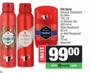 Old Spice Aerosol Deodorant 150ml/Shower Gel 400ml/Stick Deo 50ml Or Anti-Perspirant Gel 70ml-For 2