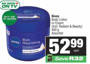 Nivea Body Lotions Or Creams Assorted-400ml Each