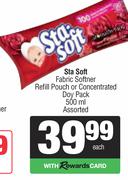 Sta-Soft Fabric Softener Refill Pouch Or Concentrated Doy Pack Assorted-500ml Each 