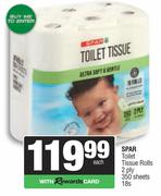 Spar Toilet Tissue Rolls 2Ply 350 Sheets-18s Each