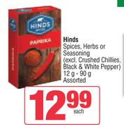 Hinds Spices, Herbs Or Seasoning Assorted-12g-90g Each