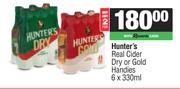 Hunter's Real Cider Dry Or Gold Handies-For 2 x 6 x 330ml