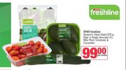 Spar Freshline Season's Value Salad 220g,Ripe n Ready Avocado 4's,Mini Plum Tomatoes & Cucumber