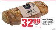 Spar Bakery Filled Ciabatta Garlic Only