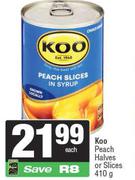 Koo Peach Halves Or Slices-410g Each