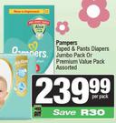 Pampers Taped & Pants Diapers Jumbo Pack Or Premium Value Pack Assorted-Per Pack