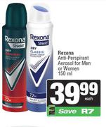   Rexona Anti Perspirant Aerosol For Men Or Women-150ml