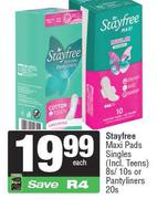    Stayfree Maxi Pads Singles 8s/10s Or Pantyliners 20s