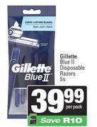    Gillette Blue II Disposable  Razors-5s Per Pack
