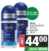    Nivea Anti Perspirant Roll On Assorted-For 2 x 50ml