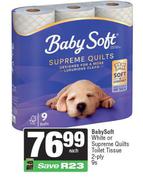 BabySoft White Or Supreme Quilts Toilet Tissue 2-ply-9s Each