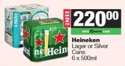 Heineken Lager Or Silver Cans-For 2 x 6 x 500ml