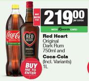 Red Heart Original Dark Rum 750ml & Coca Cola 1.25L-For Both