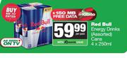 Red Bull Energy Drinks Cans-For 4 x 250ml