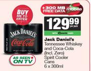 Jack Daniel's Tennessee Whisky & Coca Cola Spirit Cooler Cans-6 x 300ml Per Pack
