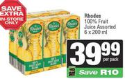 Rhodes 100% Fruit Juice Assorted-6 x 200ml