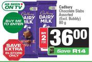 Cadbury Chocolate Slab Assorted-For Any 2 x 80g