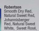Robertson Smooth Dry Red, Natural Sweet Red, Johannisberger Red, Natural Sweet White-3L EA