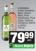 L'Omarans Protea Sauvignon Blanc,Chenin Blanc,Rose, Chardonnay,Pinot Grigio,Merlot / Shiraz-750ml EA