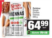 Rainbow Simply Chicken Viennas-500g