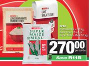 Spar Parboiled Rice 10kg, Cake Flour 10Kg Or Super Maize Meal 10kg-Per Combo