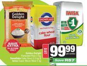Golden Delight Parboiled Rice 2Kg, Snowflake Cake Flour 2.5Kg & Iwisa Super Maize Meal 5kg-For All