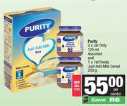 Purity Jar 2 x 125ml & Purity 1 x 1st Foods Just Add Milk Cereal 200g-For All