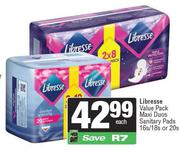 Libresse Value Pack Maxi Duos Sanitary Pads-16s, 18s Or 20s