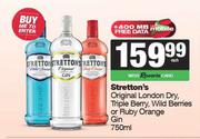 Stretton's Original London Dry,Triple Berry,Wild Berries Or Ruby Orange Gin-750ml
