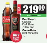 Red Heart Original Dark Rum 750ml & Coca Cola 1L-For Both