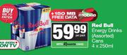 Red Bull Energy Drinks Cans-For 4 x 250ml