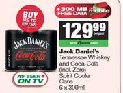 Jack Daniel's Tennessee Whisky & Coca Cola Spirit Cooler Cans-6 x 300ml