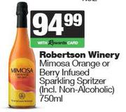 Robertson Winery Mimosa Orange Or Berry Infused Sparkling Spritzer-750ml