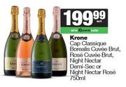 Krone Cap Classique Borealis Cuvee Brut,Rose,Night Nectar,Demi Sec Or Night Nectar Rose-750ml