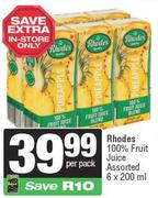 Rhodes 100% Fruit Juice Assorted-6 x 200ml